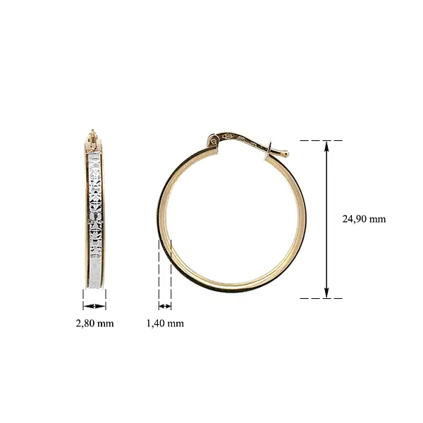 Gold Round Earrings made of Combination Gold