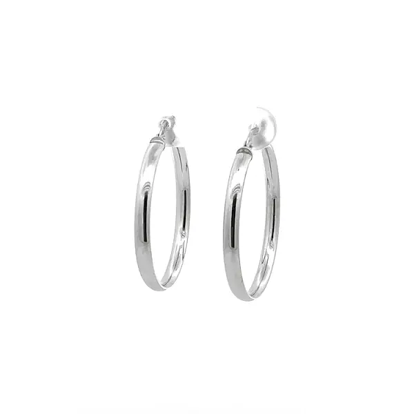White Gold Round Earrings
