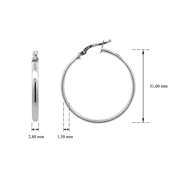 White Gold Round Earrings