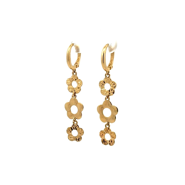 Gold dangle earrings Flowers