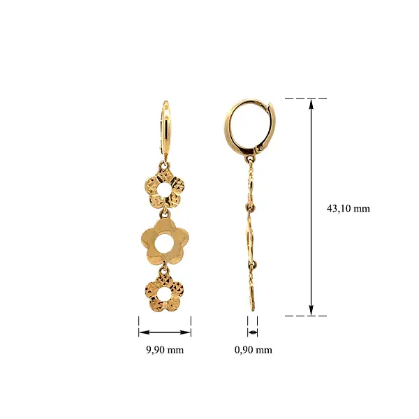 Gold dangle earrings Flowers