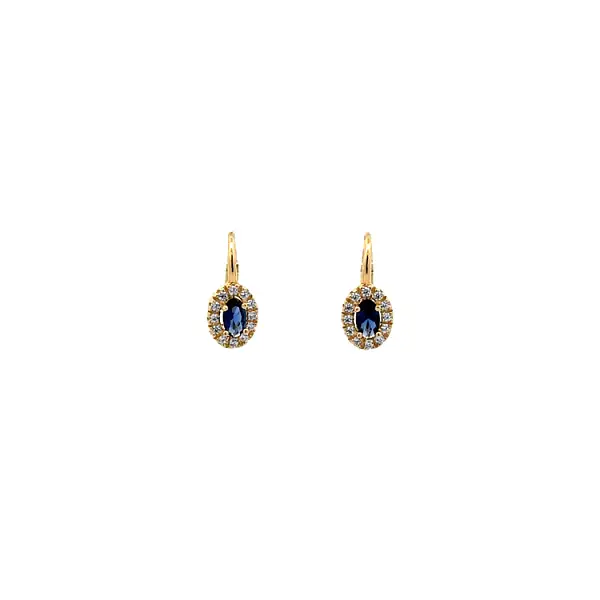 Gold Earrings with Blue Stones
