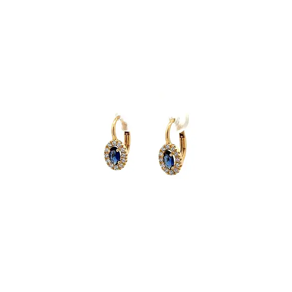 Gold Earrings with Blue Stones