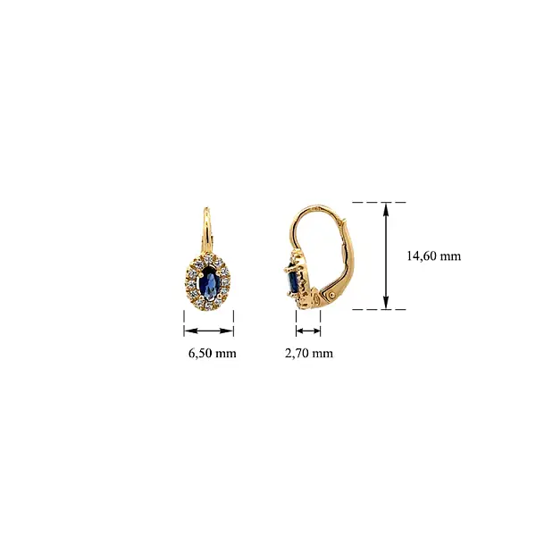 Gold Earrings with Blue Stones