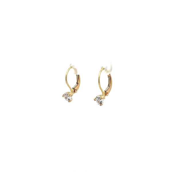 Gold Solitaire Earrings with Zircones