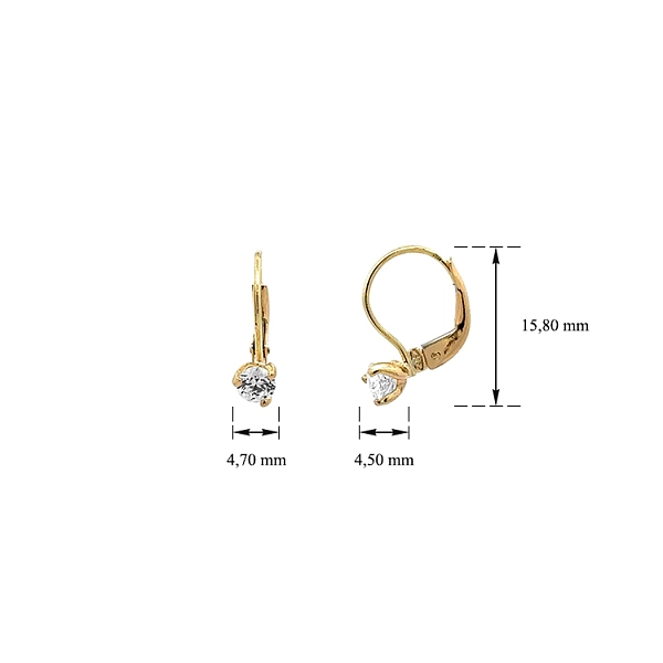 Gold Solitaire Earrings with Zircones