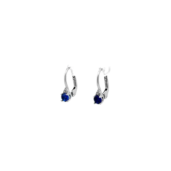 Earrings with Blue Stone in White Gold