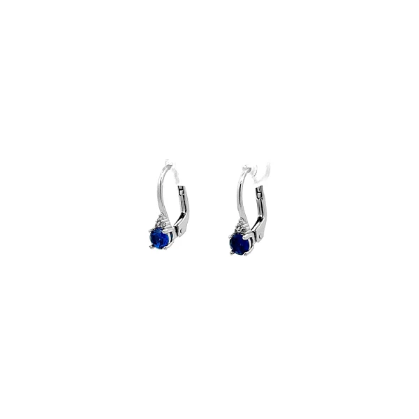 Earrings with Blue Stone in White Gold