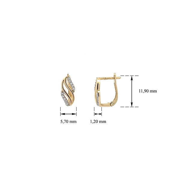 Gold Earrings with Zircons