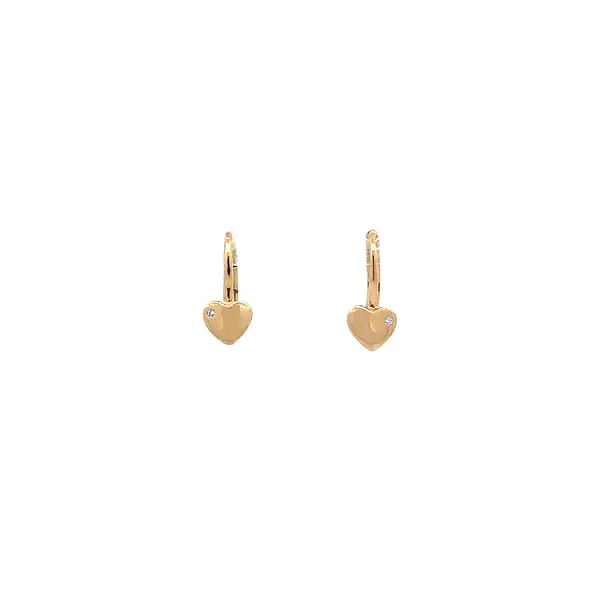 Gold Earrings Hearts with Zircons