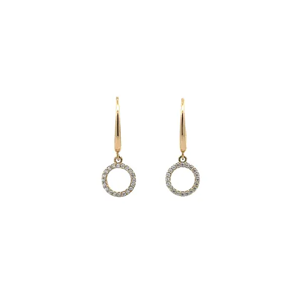 Gold dangle earrings with Zircons