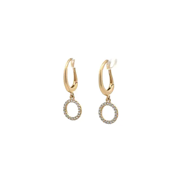 Gold dangle earrings with Zircons