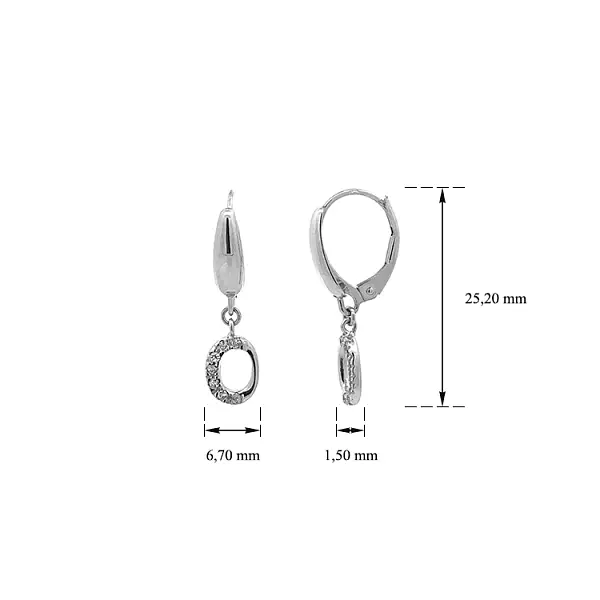 White Gold dangle earrings with Zircons