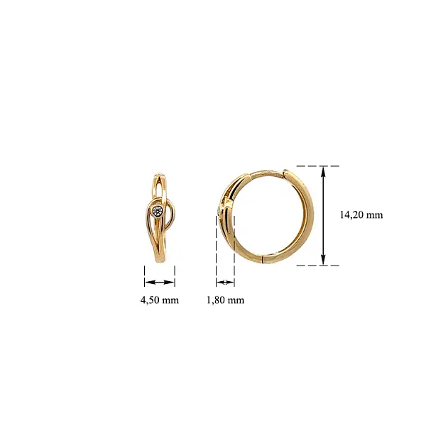 Gold Circular Earrings with Zircons