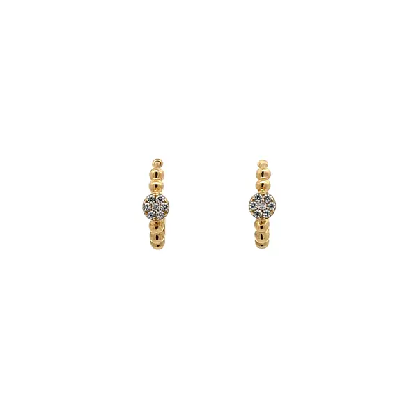 Gold Circular Earrings with Zircons