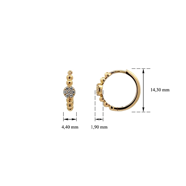 Gold Circular Earrings with Zircons