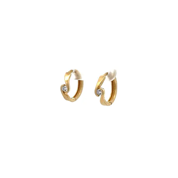 Gold Circular Earrings with Zircons