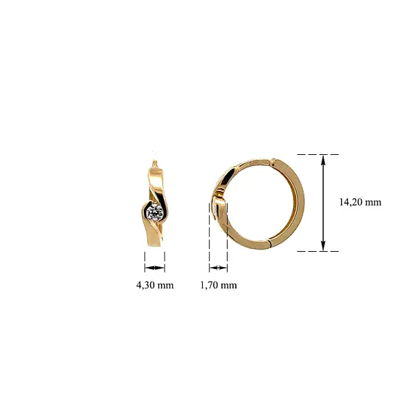 Gold Circular Earrings with Zircons