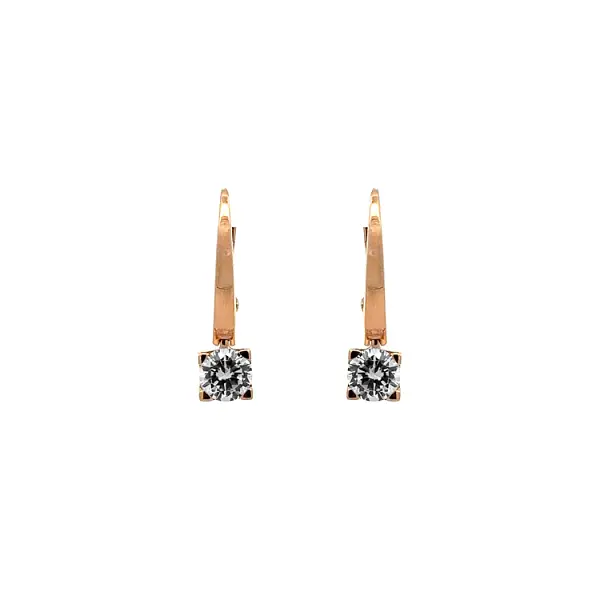 Dangle earrings with pink gold zircons