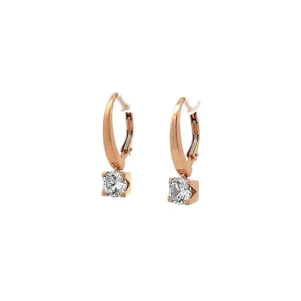 Dangle earrings with pink gold zircons