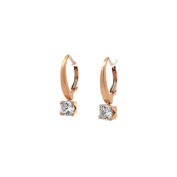Dangle earrings with pink gold zircons