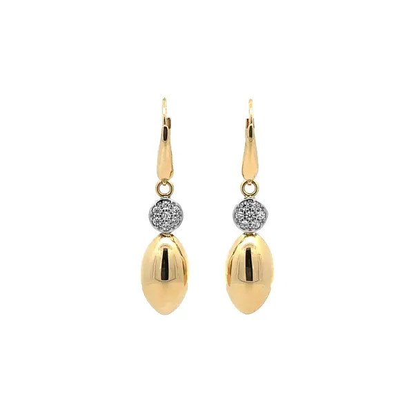 Gold dangle earrings with Zircons