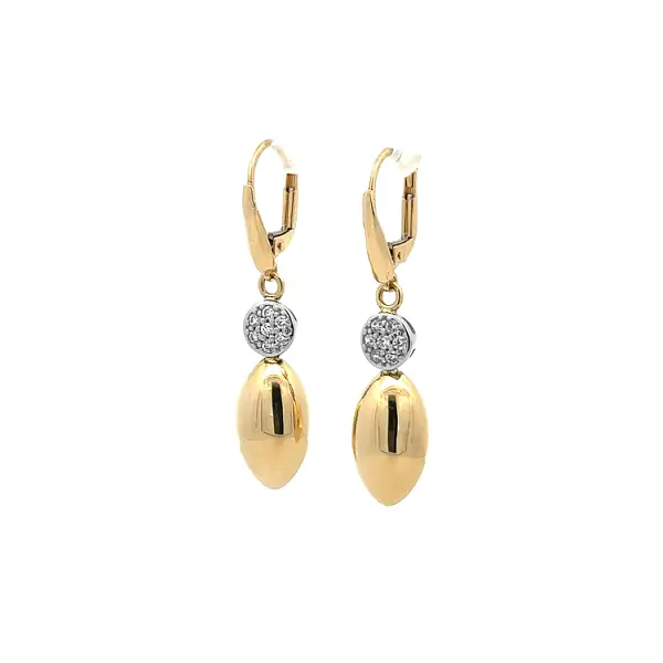 Gold dangle earrings with Zircons