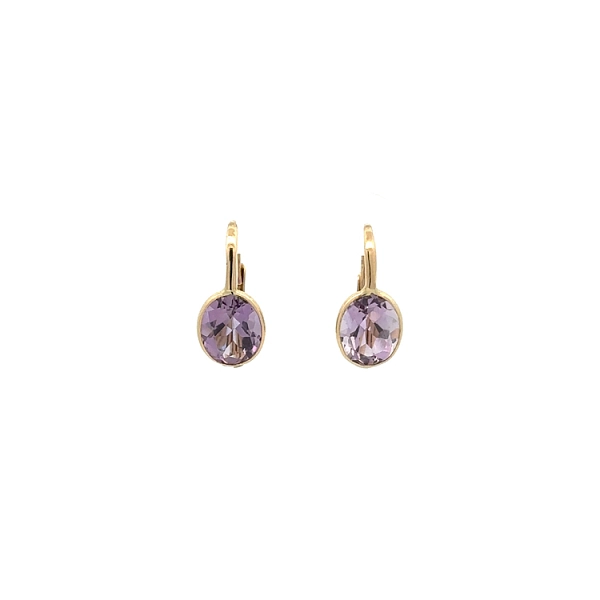 Gold Earrings with Purple Stones