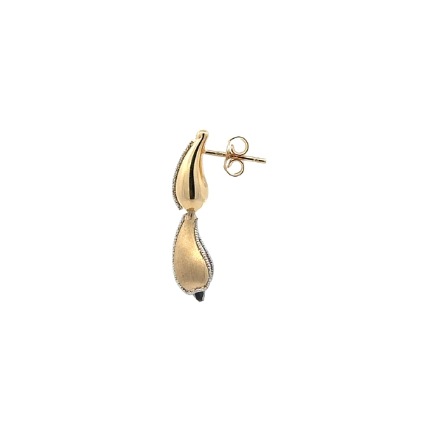 Gold dangle earrings with purple stone