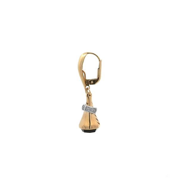Gold dangle earrings with black stone
