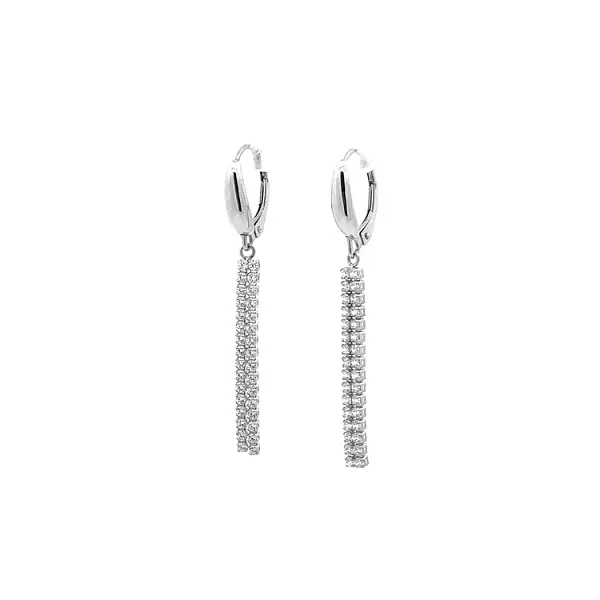 White Gold dangle earrings with Zircons