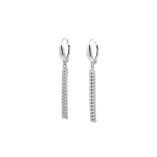 White Gold dangle earrings with Zircons