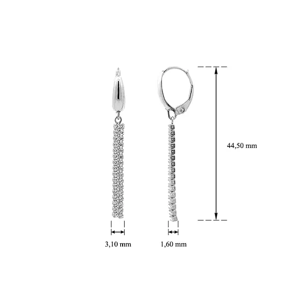 White Gold dangle earrings with Zircons