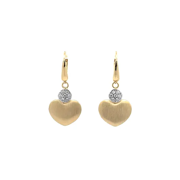 Gold Earrings with Zircones Heart