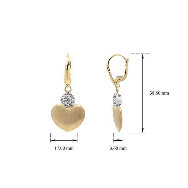 Gold Earrings with Zircones Heart