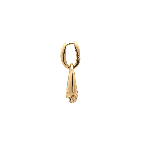 Gold dangle earrings with coloured stones