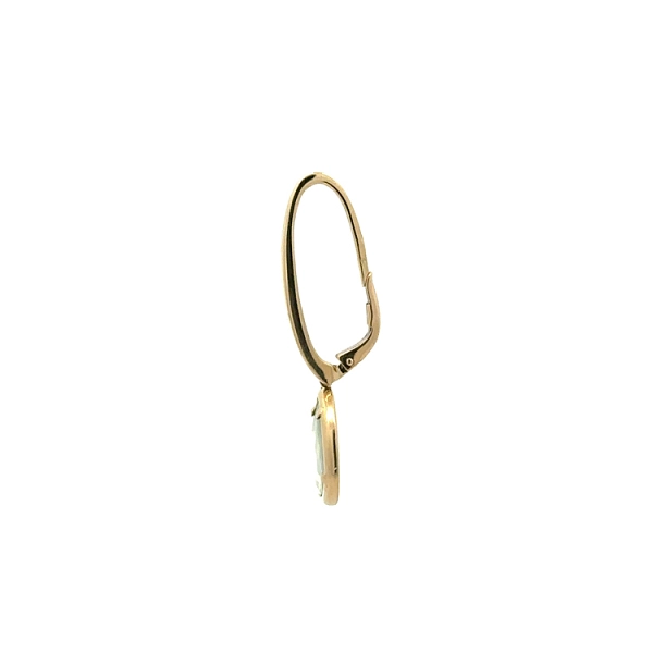 Gold dangle earrings with blue stone