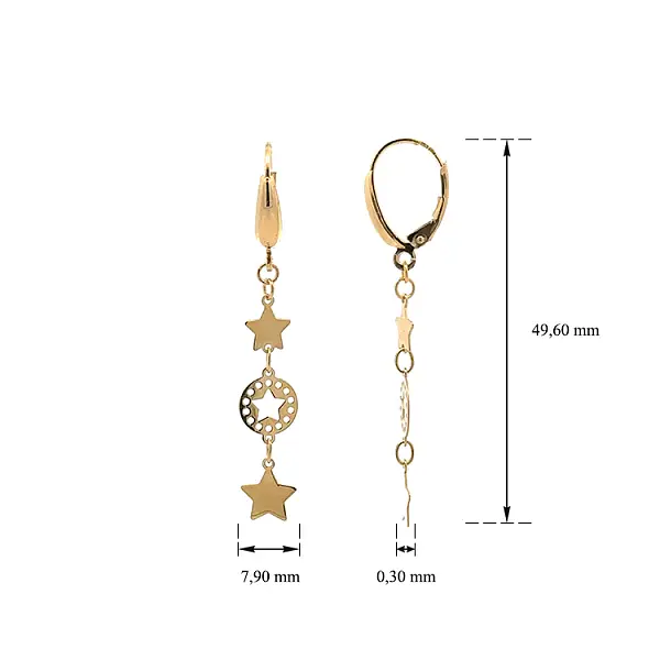 Gold Hanging Earrings Stars