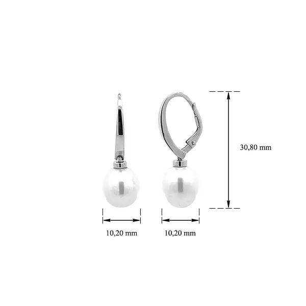 Gold dangle earrings with pearls