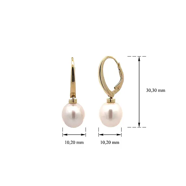 Gold dangle earrings with pearls