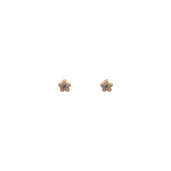 Gold Pecky Earrings Flowers with Zircones