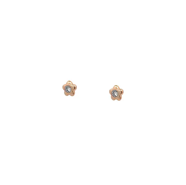 Gold Pecky Earrings Flowers with Zircones