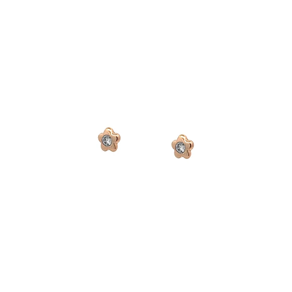 Gold Pecky Earrings Flowers with Zircones