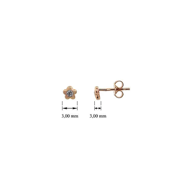 Gold Pecky Earrings Flowers with Zircones