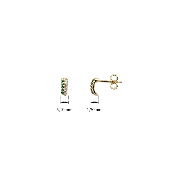 Gold Pecky Earrings with Colored Stones