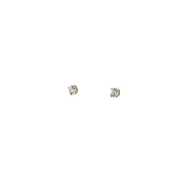 Gold Pecky Earrings Solitaire with Zircones
