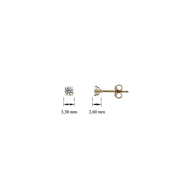 Gold Pecky Earrings Solitaire with Zircones
