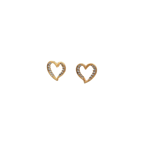 Gold Earrings Heart with Zircons