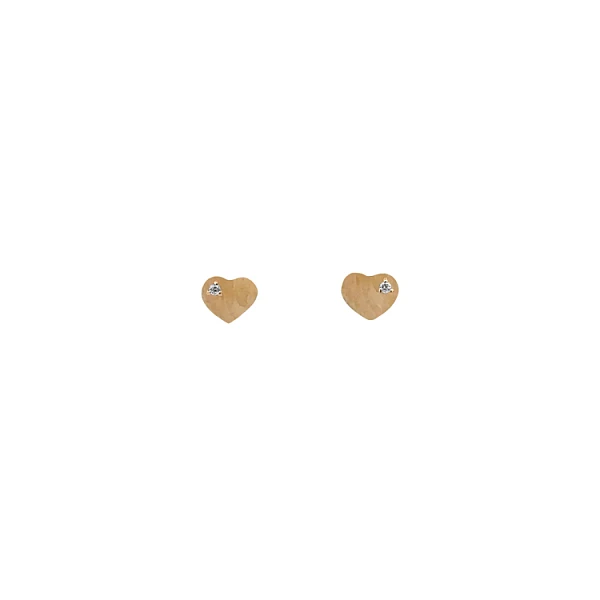 Gold Pecky Earrings Hearts with Zircons