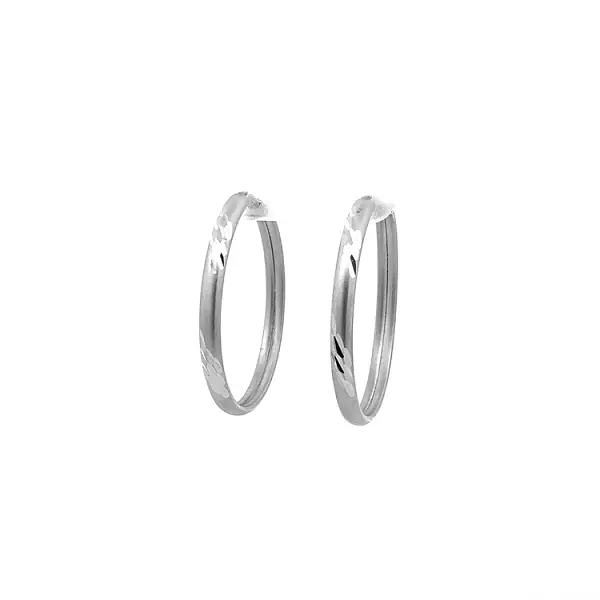 Women's White Gold Round Earrings